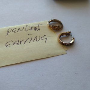 Simulated gold and yellow topaz pendant and single earring set for him or her